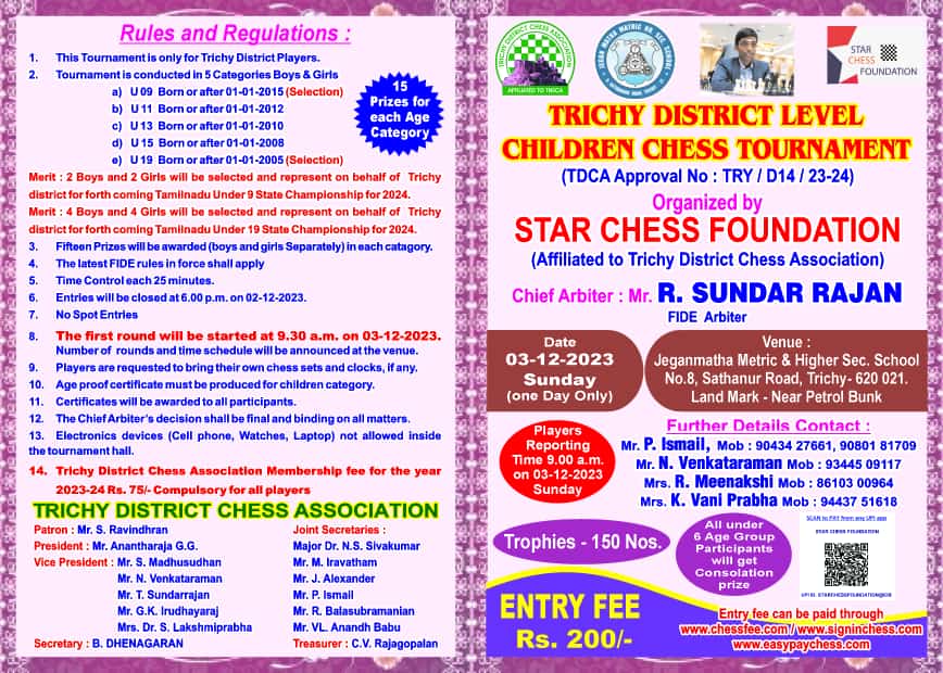 1st V4 Chess All India Open FIDE Rating Below 1600 Chess Tournament –  v4Chess